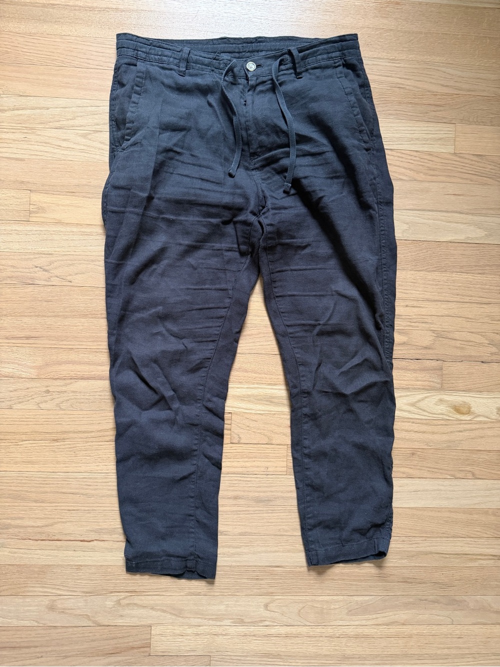 Men's Black Casual linen Drawstring Pants